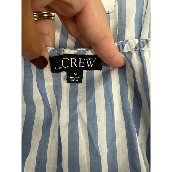 J. Crew Striped V-Neck Blouse in Blue and White - Picture 8 of 9